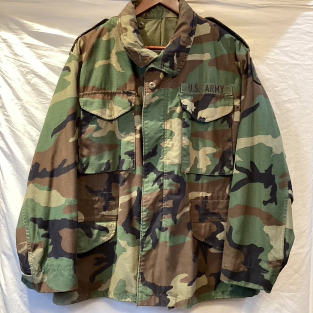 Army Issue Jacket Camo Unisex Medium Short Cold Weather‎ Field Hooded Jacket